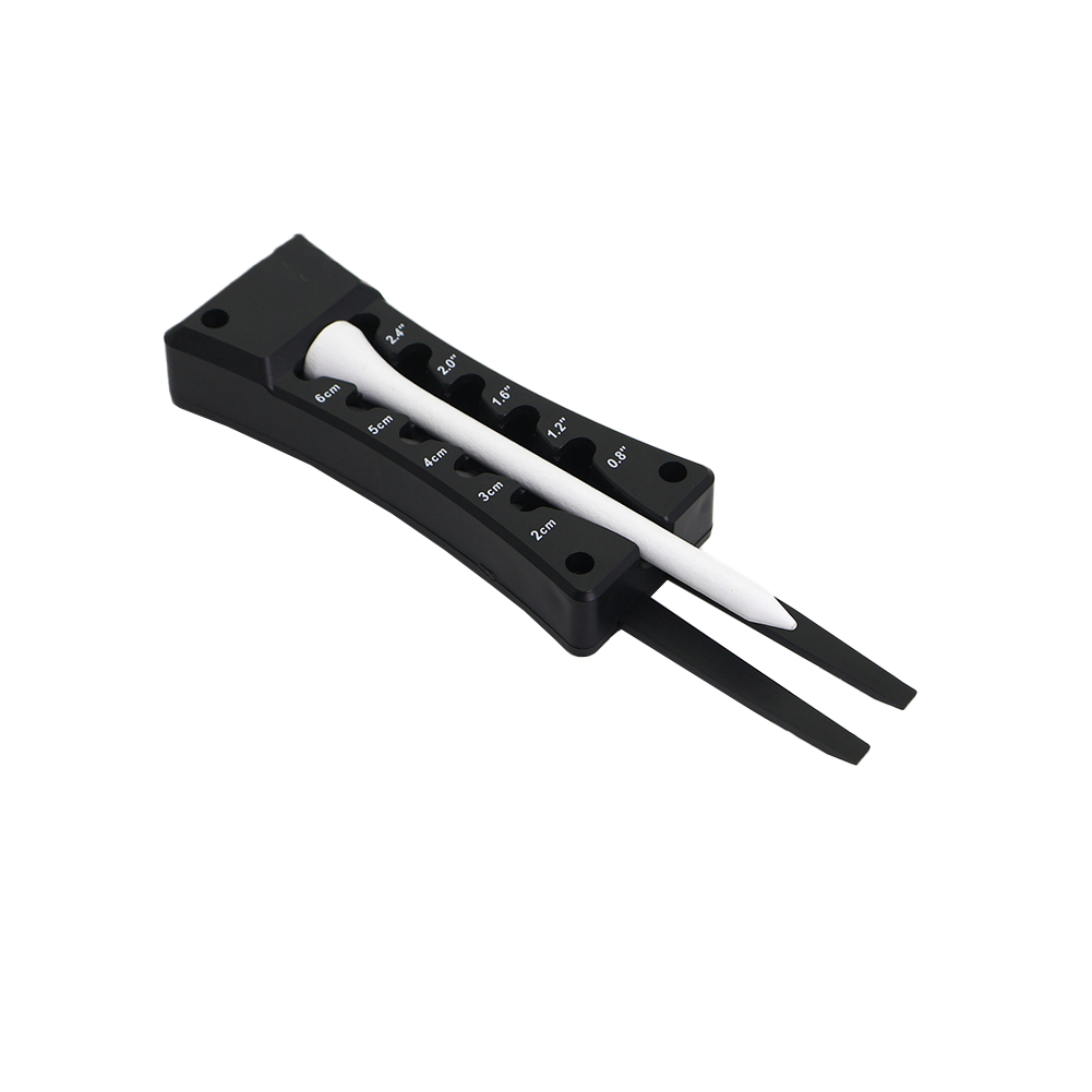 Golf Equipment Holder - Zwarte 3-in-1 golftool met verstelbare tee-hoogte,